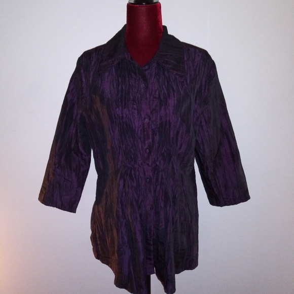 Purple Jacket Sz 12 / 14 Pleat & Back Belt Detail - Picture 1 of 6